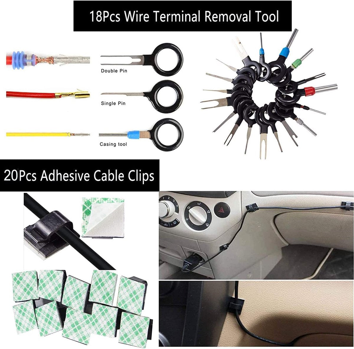 Autodemontagegereedschap, 238 stuks sierlijstwiggen, bekleding gereedschap, binnenbekleding, voor het verwijderen van autodeur, deurbekleding en platen